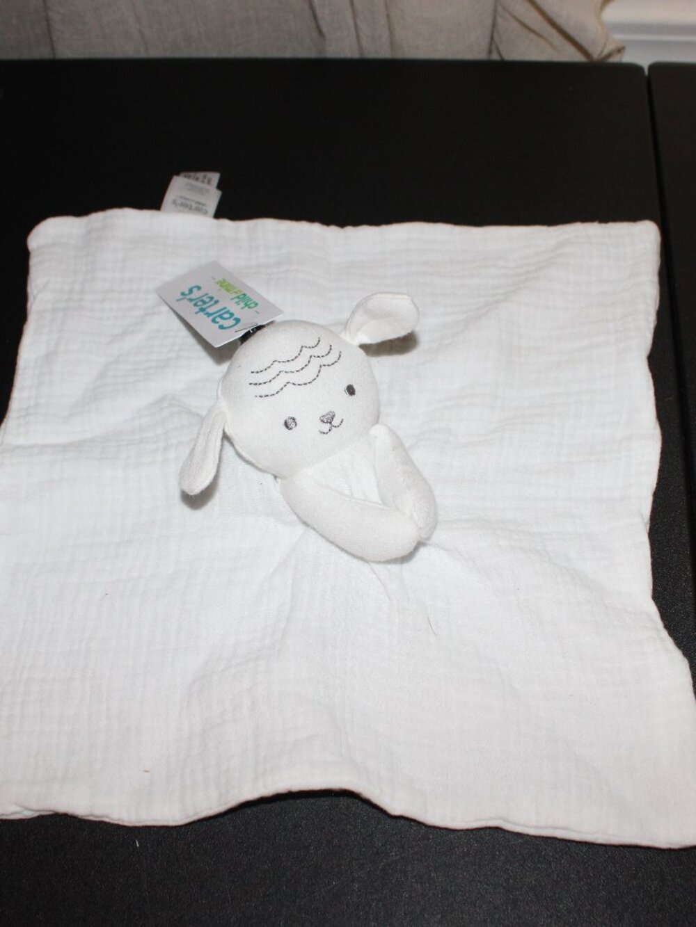 Carter's Child of Mine Lovey White Lamb Sheep Cotton Security Blanket Plush NWT